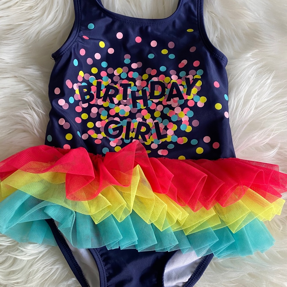 Cat & Jack Bathing Suit Birthday Girl Size 4T